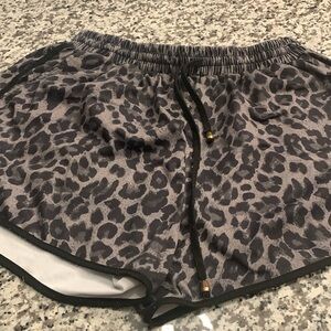 Gray/Brown Jess Lea Leopard Print Shorts